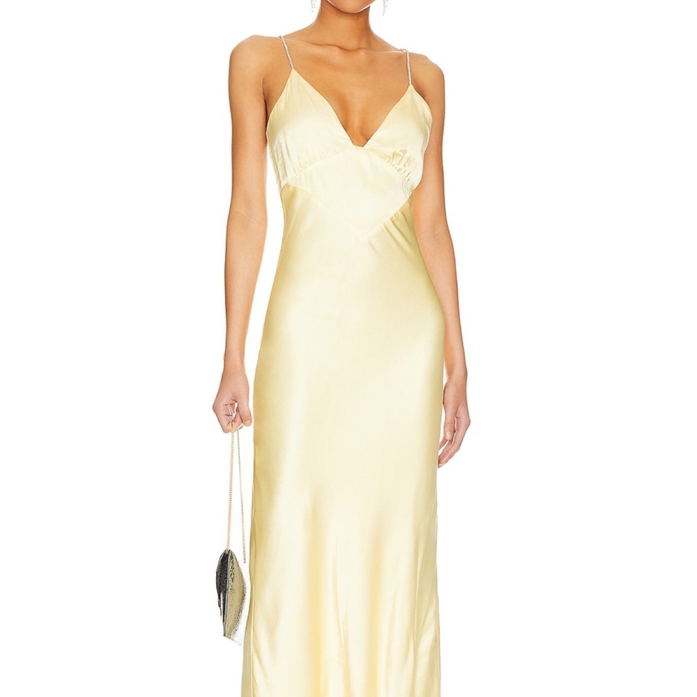Bardot Lemon Yellow Satin Maxi Slip Dress